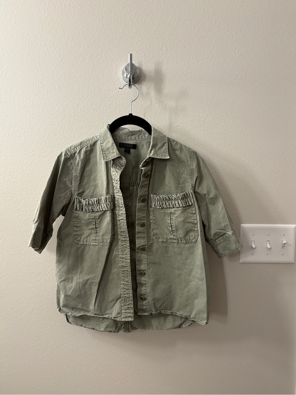 J. Crew women’s Olive Utility Button-Front Shirt